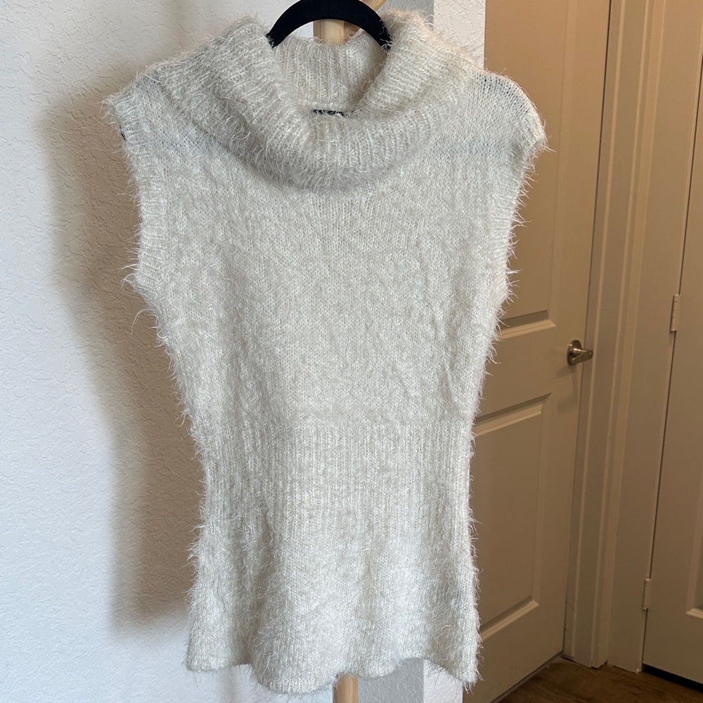 Sleeveless Cowl Neck Sweater Tunic in Cream - Women